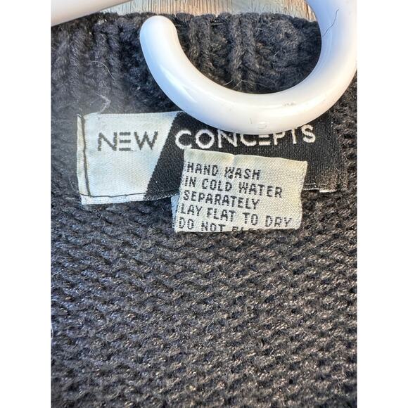 New Concepts Sweater Womens Small Black Floral Chunky Granny Cottage Grandmacore - Picture 6 of 7